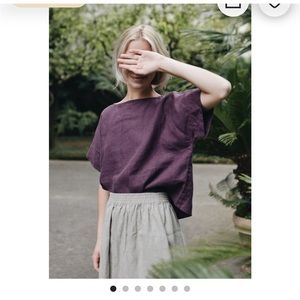 Linenfox Mona Top in eggplant
